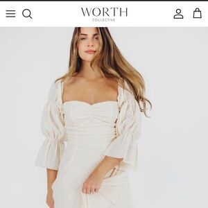 Cream Sweetheart Neckline Sundress with Bishop Sleeves